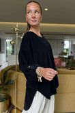 Made in Italy Cooper Needlecord Scoop Dip Back Top Black